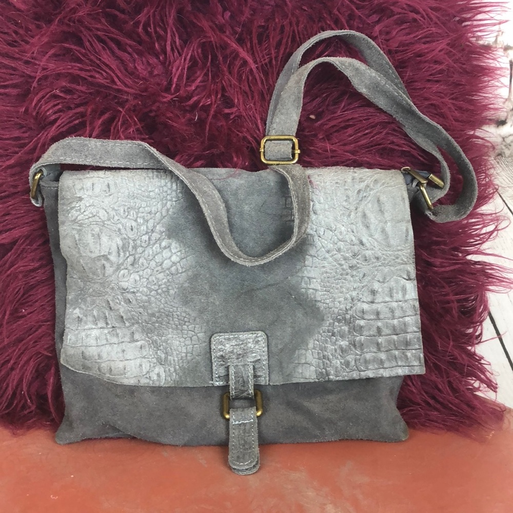 Gray Leather Borse in Pelle Messenger Bag